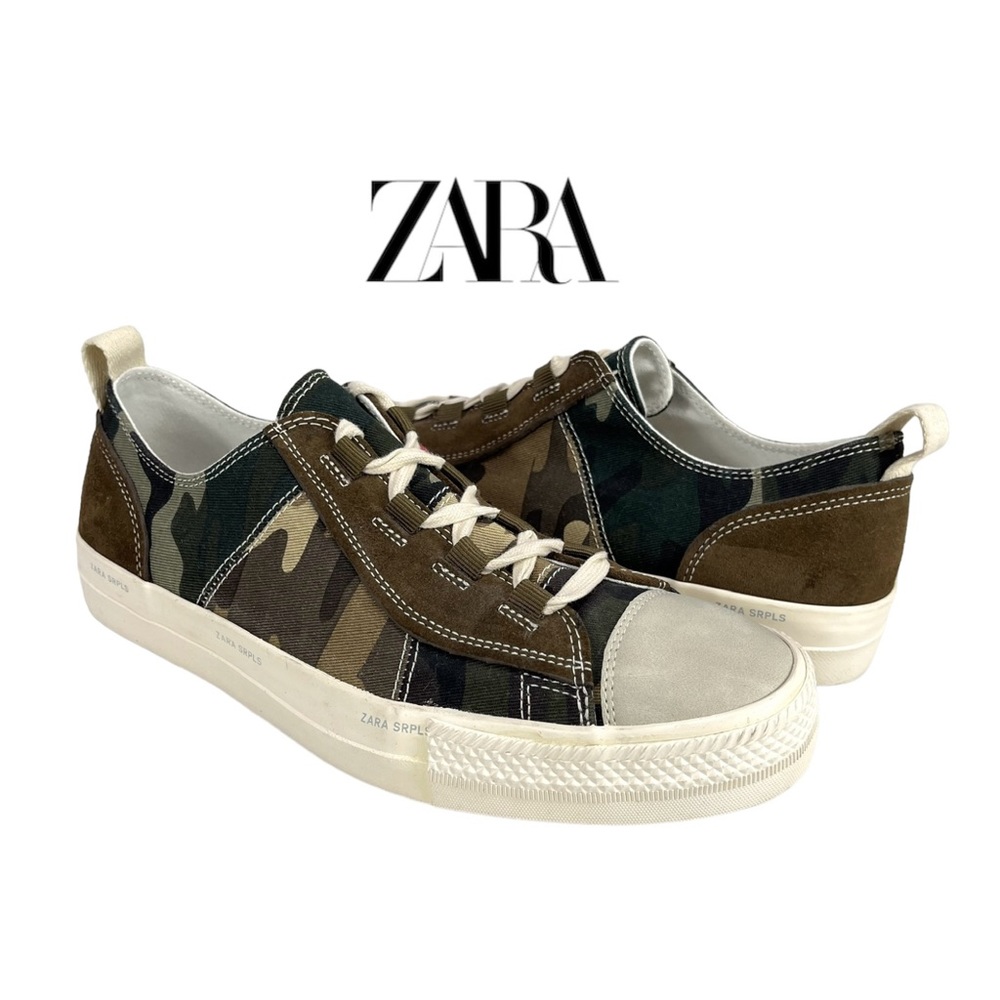 Zara SRPLS Men’s‎ 8 Camo Sneakers NWT Low Top Lace Up Casual Shoe Army Green